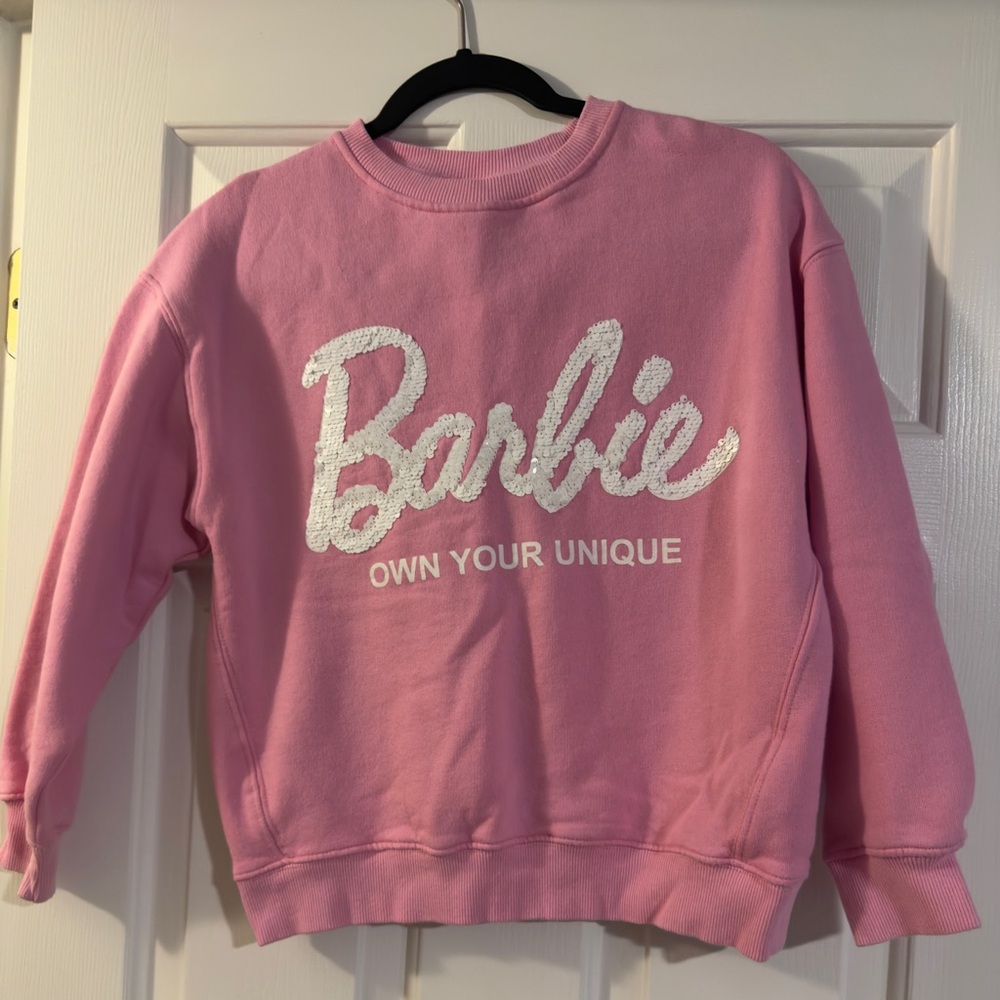 Zara Barbie Crewneck w/ sequins. Pink size Youth 11/12